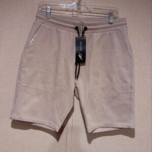 Mauvais  Tan Athletic Shorts with Elastic Waistband Size 32